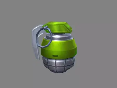 Cartoon green grenade Low-poly 3D model
