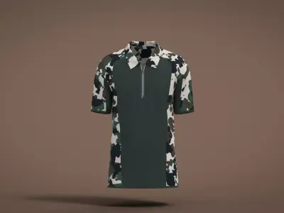 Military Outfit - T-shirt Low-poly 3D model 10