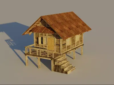 The Wooden House Free low-poly 3D model