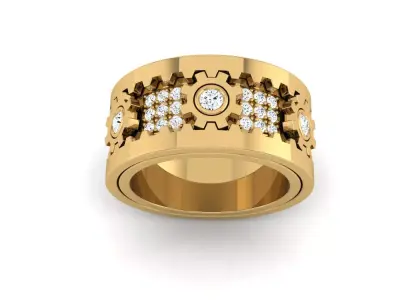 Steampunk Gear Diamond Ring 3D Model 3D print model