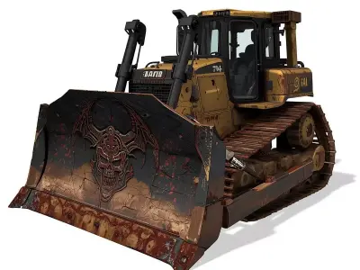 Haunted Industrial Bulldozer 3D Model Low-poly 3D model purchase