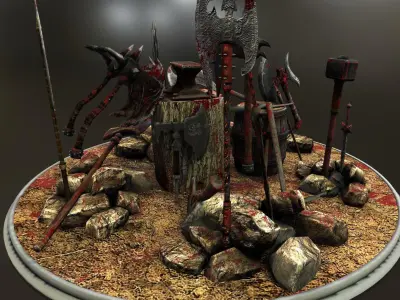 Horror Weapons Low-poly 3D model