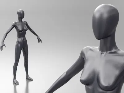 Mannequin Female Black 3D model purchase
