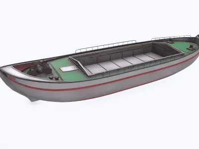 Small River Barge Boat Low-poly PBR Low-poly 3D model