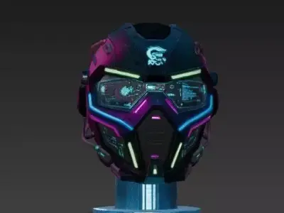 Cyberpunk Helmet 3D Model - Sci-Fi and Futuristic Prop 3D model