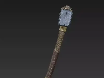 Fantasy Runed Stone Warhammer  Stylized Scanned Prop 3D model