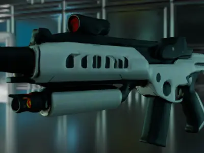 Game Ready Sci-Fi Assault Rifle with Scope  FPS Games Low Poly Low-poly 3D model