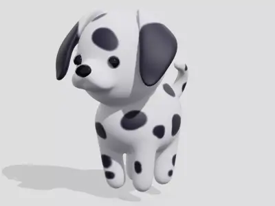 Cute dalmatian dog  Low-poly 3D model