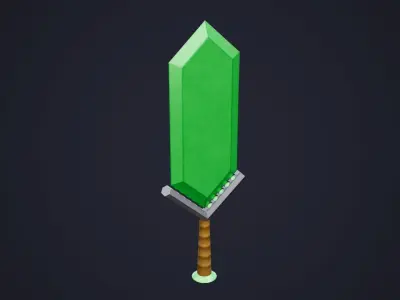 Stylized Emerald Sword Free low-poly 3D model