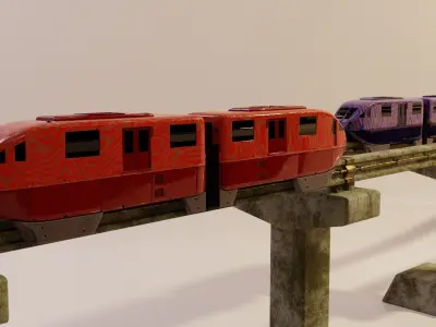 Monorail Train Pack Sentosa Express Singapore 3D model