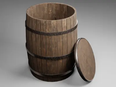 Wood Barrel Free low-poly 3D model purchase