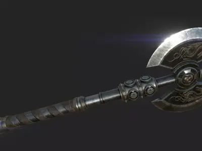 Medieval Axe 3D model 2