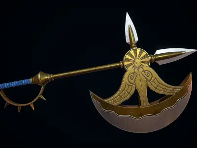 Divine axe Rhitta Free low-poly 3D model