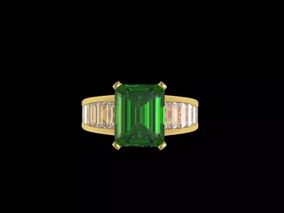 Emerald Baguette Ring 3D print model