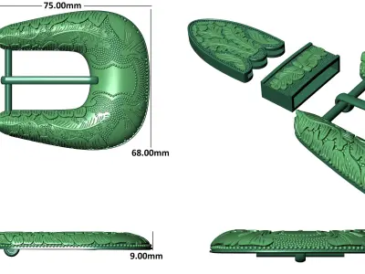 Antique Art Deco Belt Buckle 3D print model