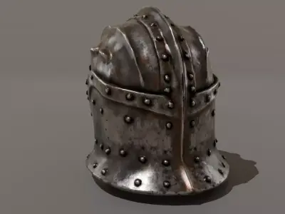 Skull Metal Helmet Low Poly Dark Fantasy Game Ready Low-poly 3D model