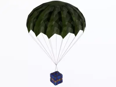 Airdrop block hanging from string Low-poly 3D model