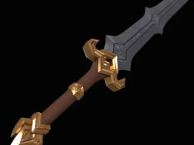 Medieval Fantasy Sword Stylized PBR Low-poly 3D model