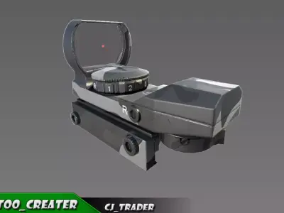 Red Dot Scope lowpoly 3d sight model Low-poly 3D model