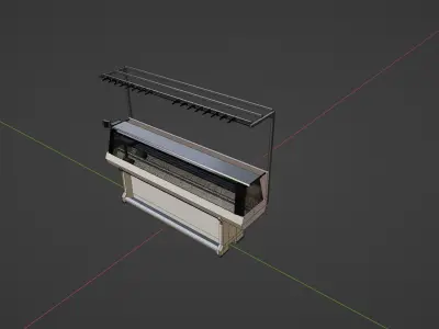 tickot and knitted machine Low-poly 3D model