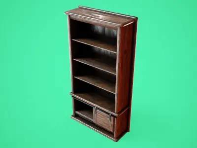 Rigged Bookshelf Low-poly 3D model