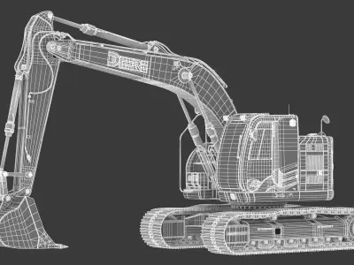 John Deere 245 P-Tier Mid-Size Excavator 3D model