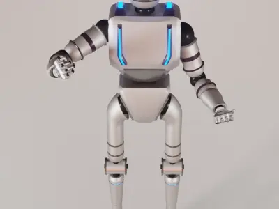 Rigged Robot Character from Space Low-poly 3D model