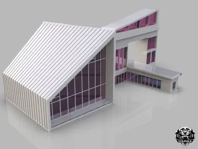Modern Building Low-poly 3D model 2