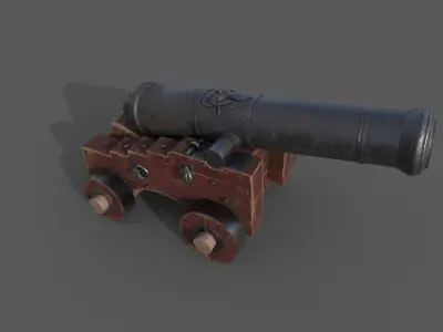 3D Ship Cannon Low-poly 3D model