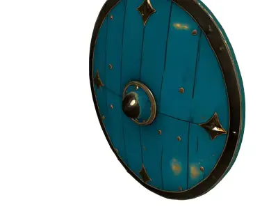 Realistic Medieval Round Wooden Shield Low-poly 3D model