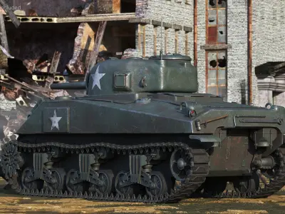 M4 Sherman Combat Tank on Battlefield 3D model