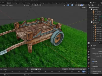 Ancient Indian Wooden Cart 3D model