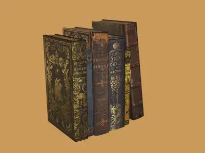 Old Books set Low-poly 3D model purchase