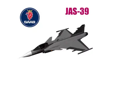JAS-39 Gripen Low-poly 3D model