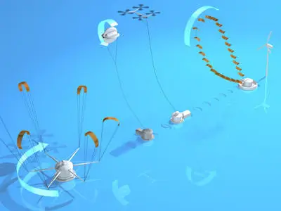 Wind power plants 3D model