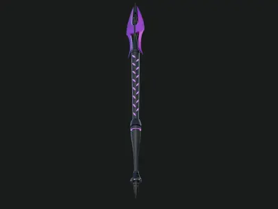 Fantasy Spear 02 Glow Weapon With PBR Low-poly 3D model
