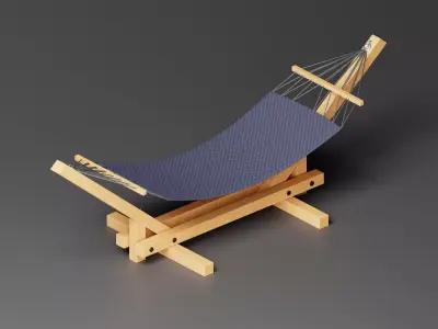 Wooden Rocking Hammock 3D Model Low-poly 3D model