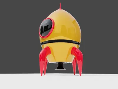 cartoonistic rocket Low-poly 3D model