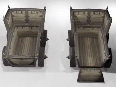Low Poly Wooden Wagon Game Ready 3D Asset Low-poly 3D model
