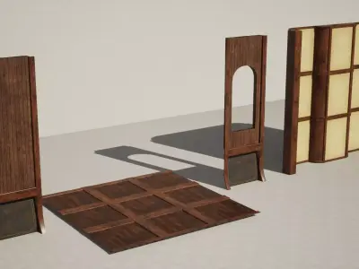 Modular Abandoned Train Environment - part 1 Modularity-Decals Low-poly 3D model