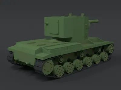 Low Poly Cartoon KV 2 Tank Low-poly 3D model