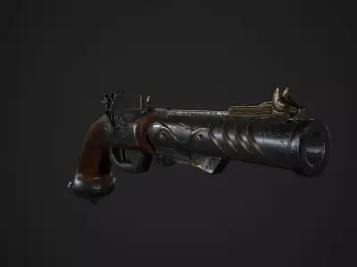 Flintlock Pistol Low-poly 3D model get