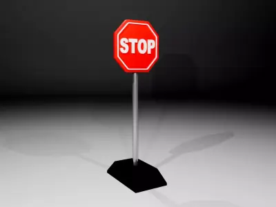 Stop Sign 3D Model Low-poly 3D model