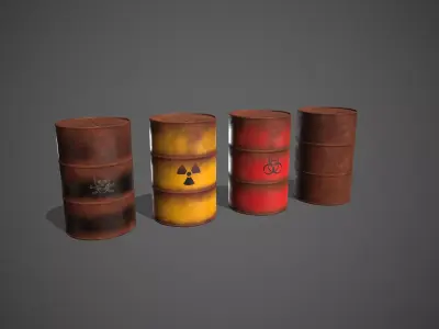 Toxic Waste Hazardous Barrels Low-poly 3D model