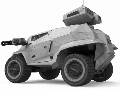 Old Fantastic War Vehicle Winter Color 3D model