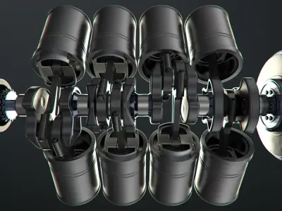 V8 Engine Working Animated 3D model