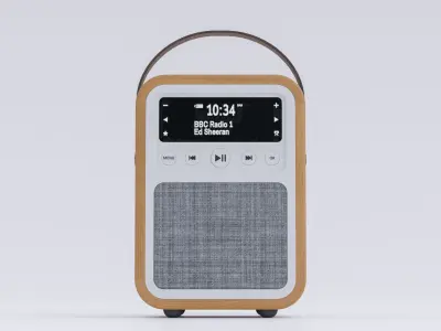 Wooden Portable Radio Low-poly 3D model