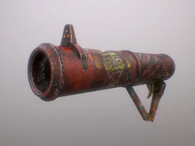 Bazooka two rusty cannons Low-poly 3D model