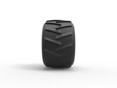 Old school pulling truck tire 2 Scale 1 to 25 3D print model