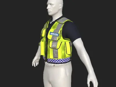 British transport  Police Hi-Vis Tactical Vest Retro Gear UK  Low-poly 3D model